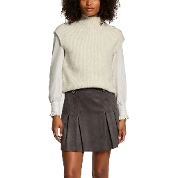 Beige Polyester Sleeveles Sweater