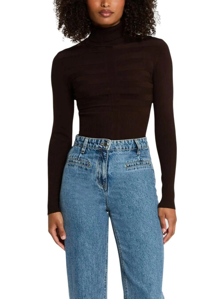 Brown Viscose Turtleneck
