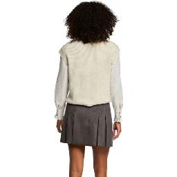 Beige Polyester Sleeveles Sweater