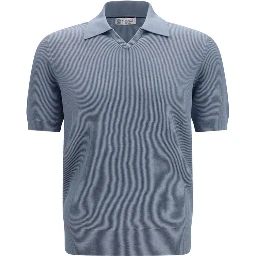 Blue Cotton Polo Shirt