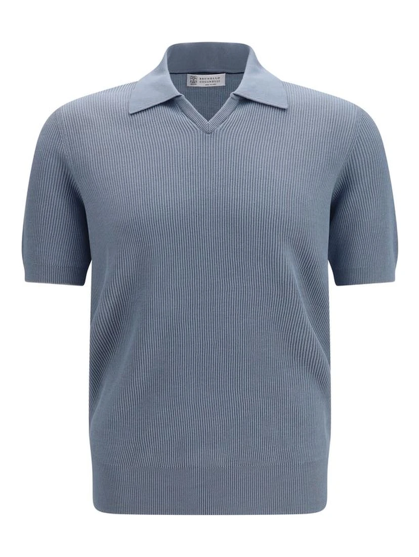 Blue Cotton Polo Shirt