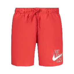 Red Polyester Men's Swimwear