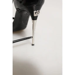 Black Leather T-strap Heels Sandals Shoes