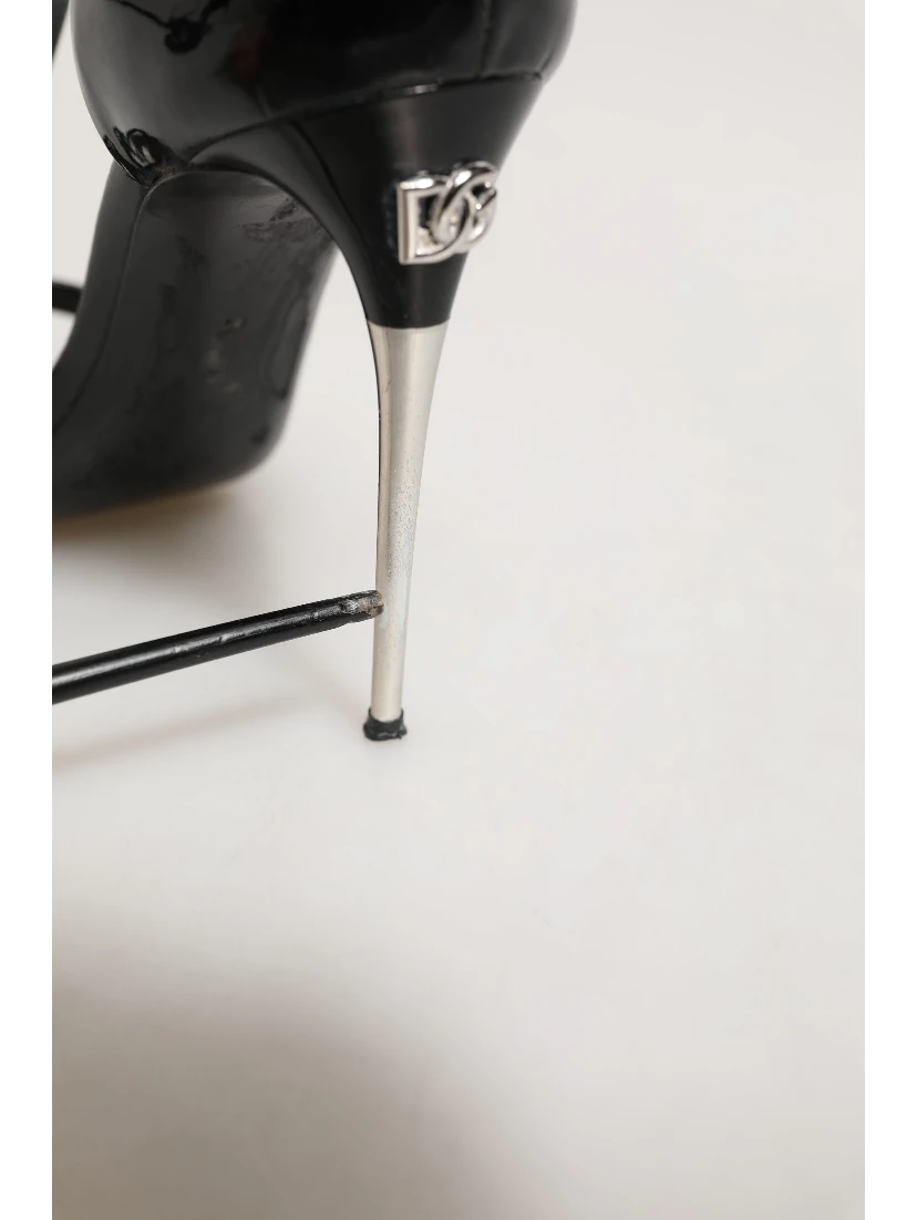 Black Leather T-strap Heels Sandals Shoes