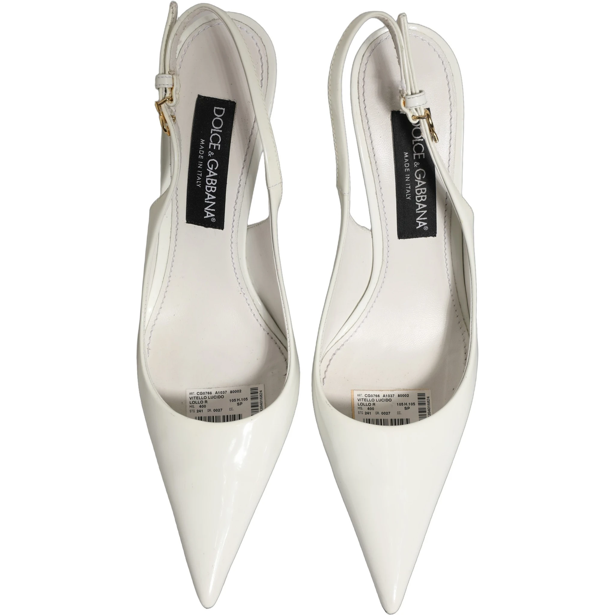 White Leather Slingback Heels Sandals Shoes