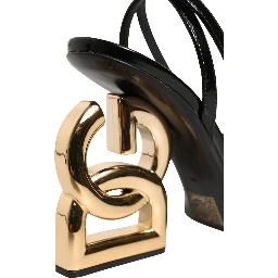 Black Leather Ankle Strap Heels Sandals Shoes