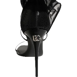 Black Stiletto Sandals Socks High Boots Shoes