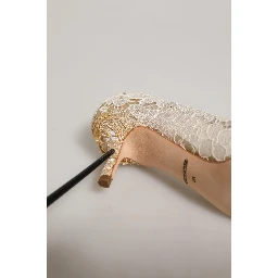 White Taormina Lace Crystal Pumps Shoes