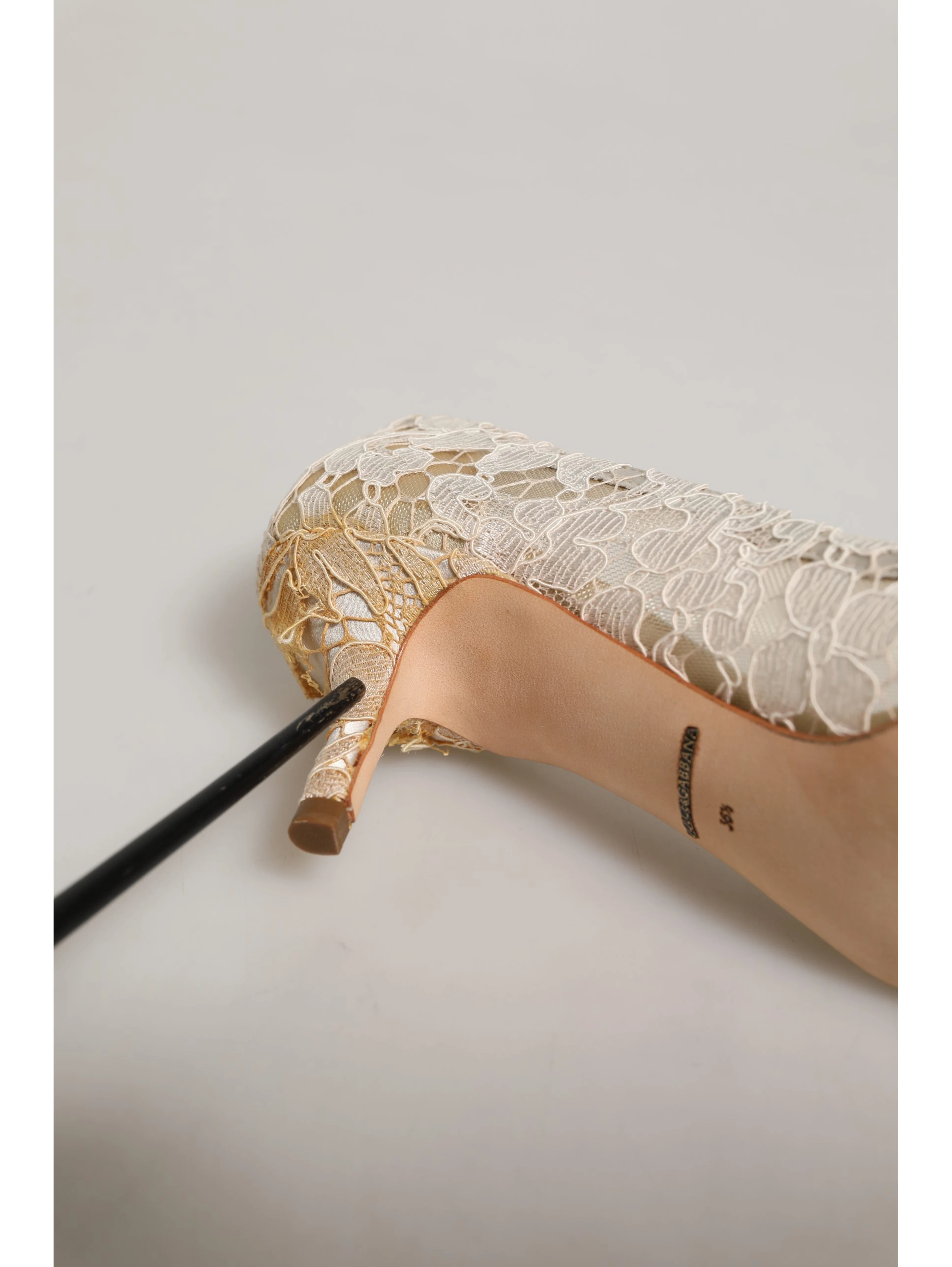 White Taormina Lace Crystal Pumps Shoes