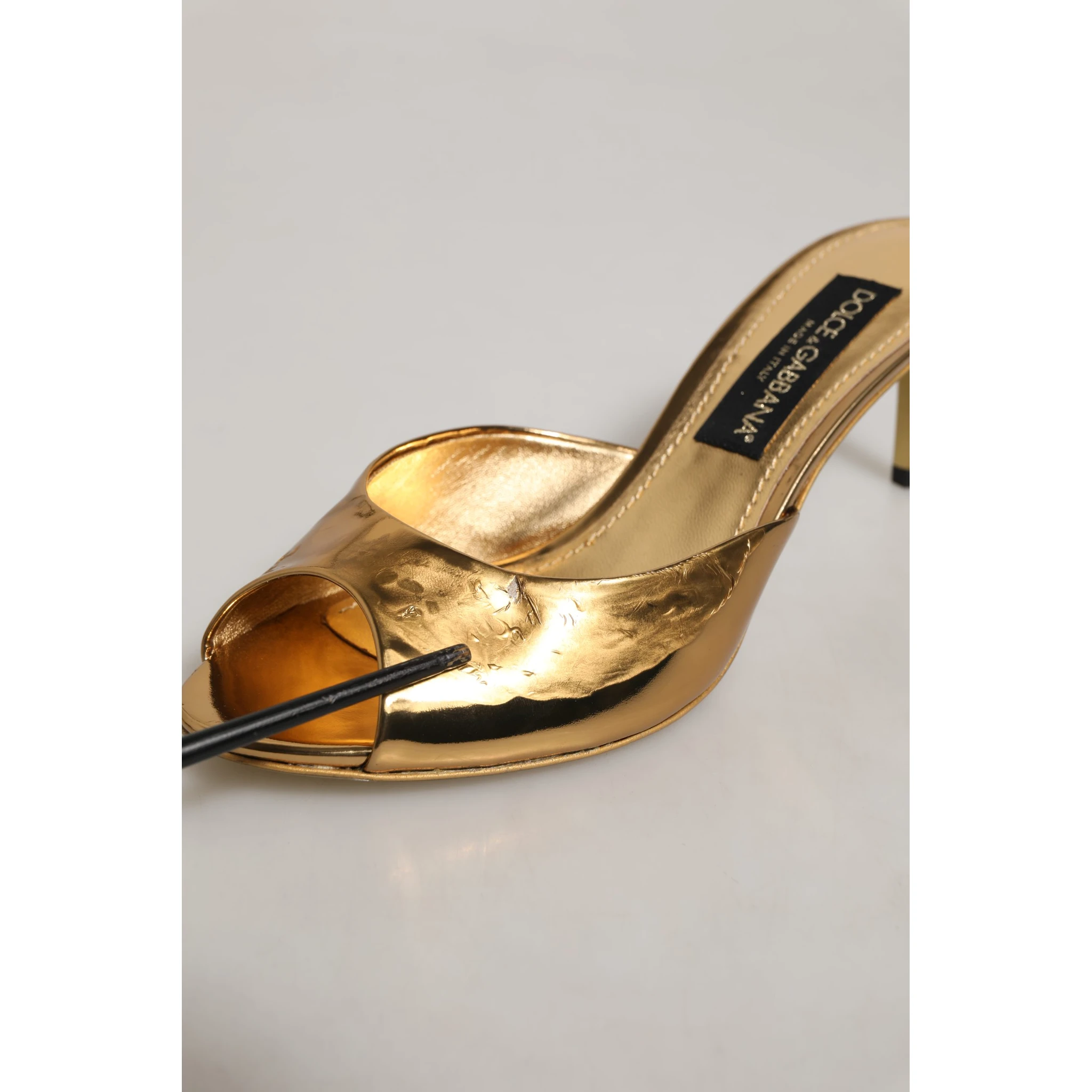 Gold Keira Leather Mules Sandals Shoes