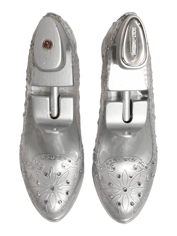 Clear CINDERELLA Floral Crystal Heels Shoes