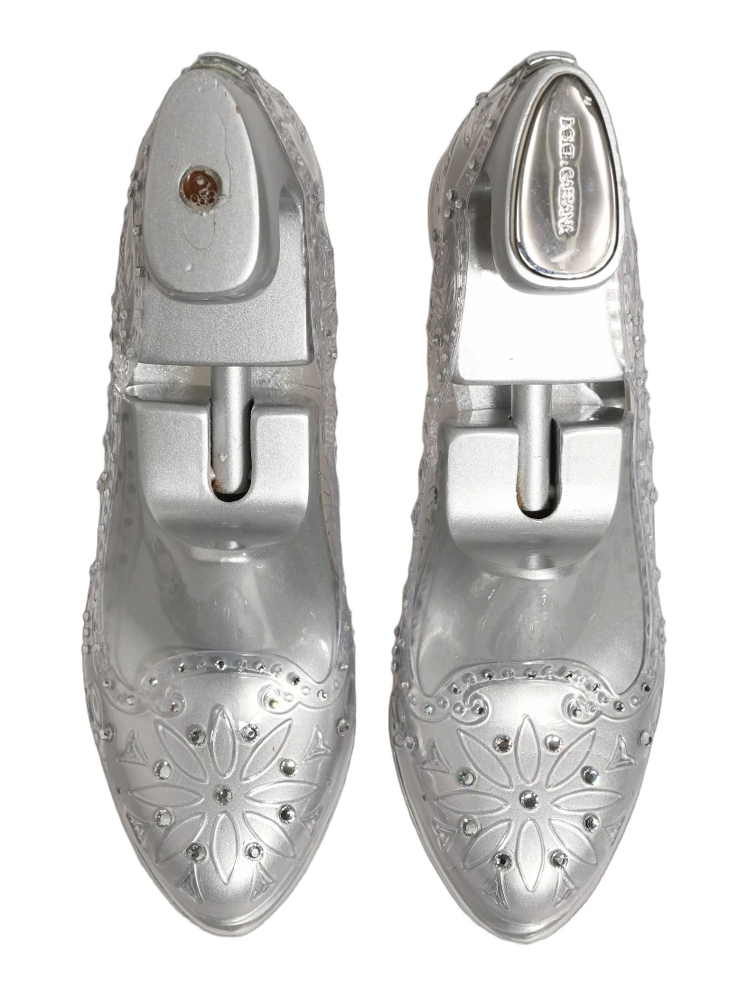 Clear CINDERELLA Floral Crystal Heels Shoes
