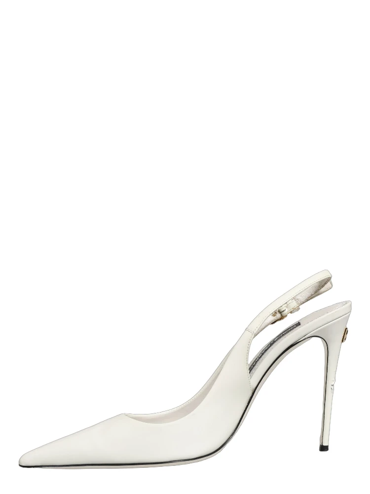 White Leather Slingback Heels Sandals Shoes alternative