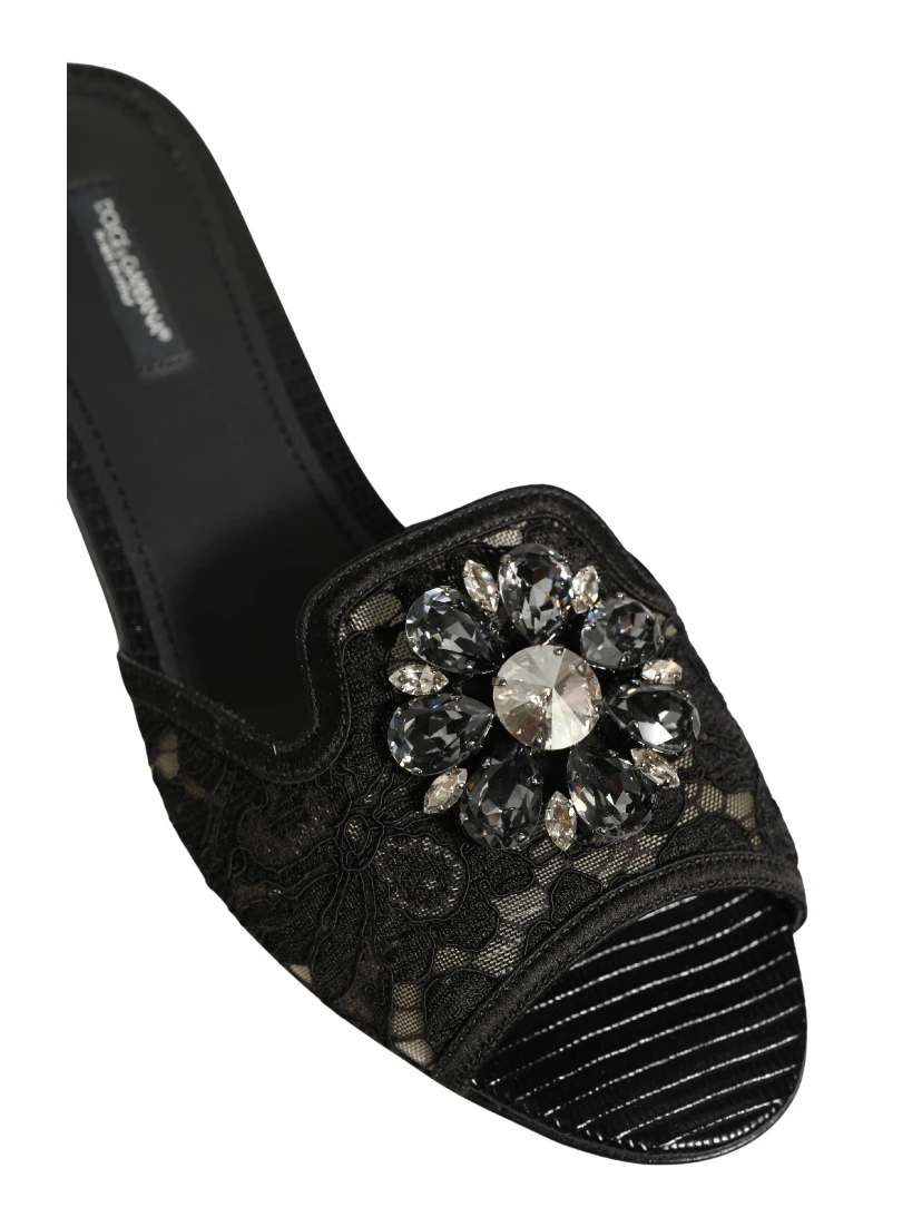 Black Devotion Lace Flats Slip On Shoes