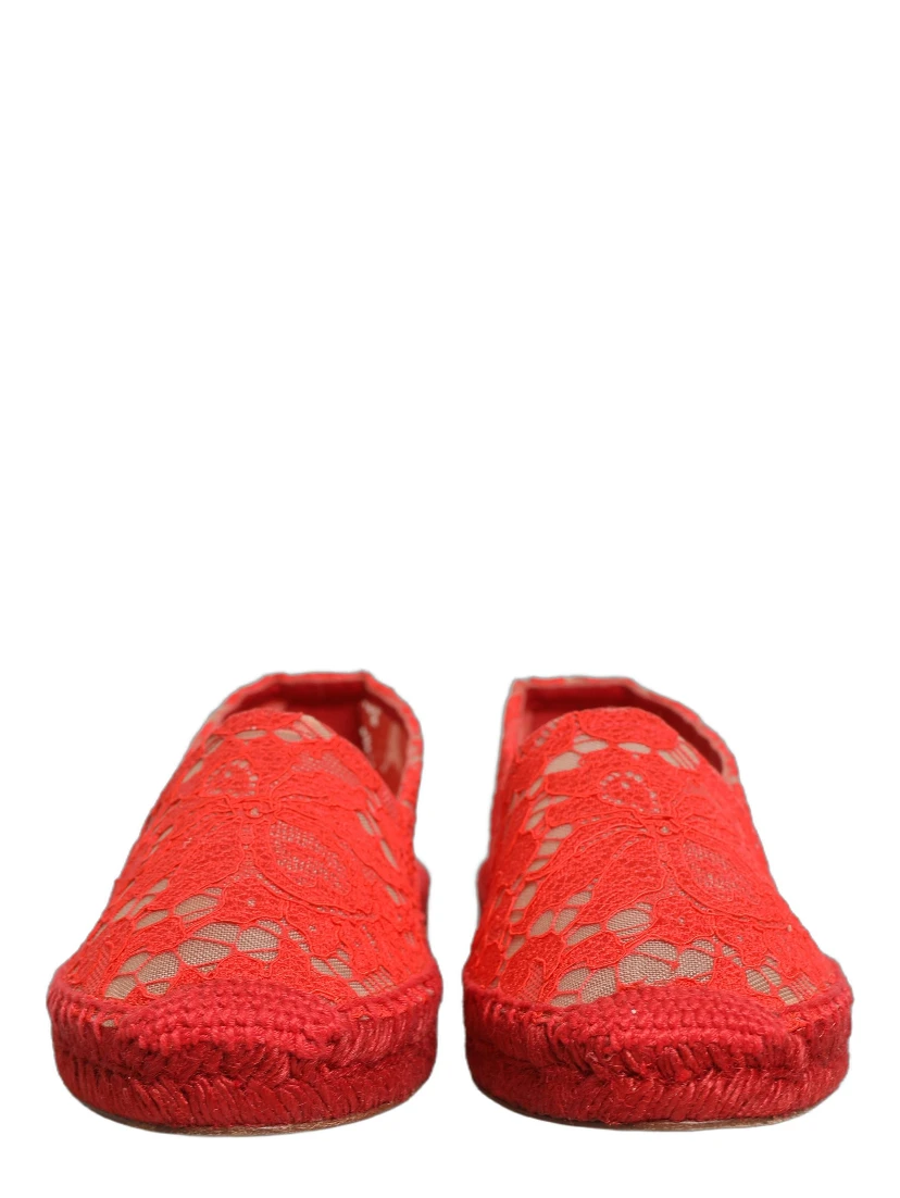Red Taormina Lace Espadrille Flats Shoes