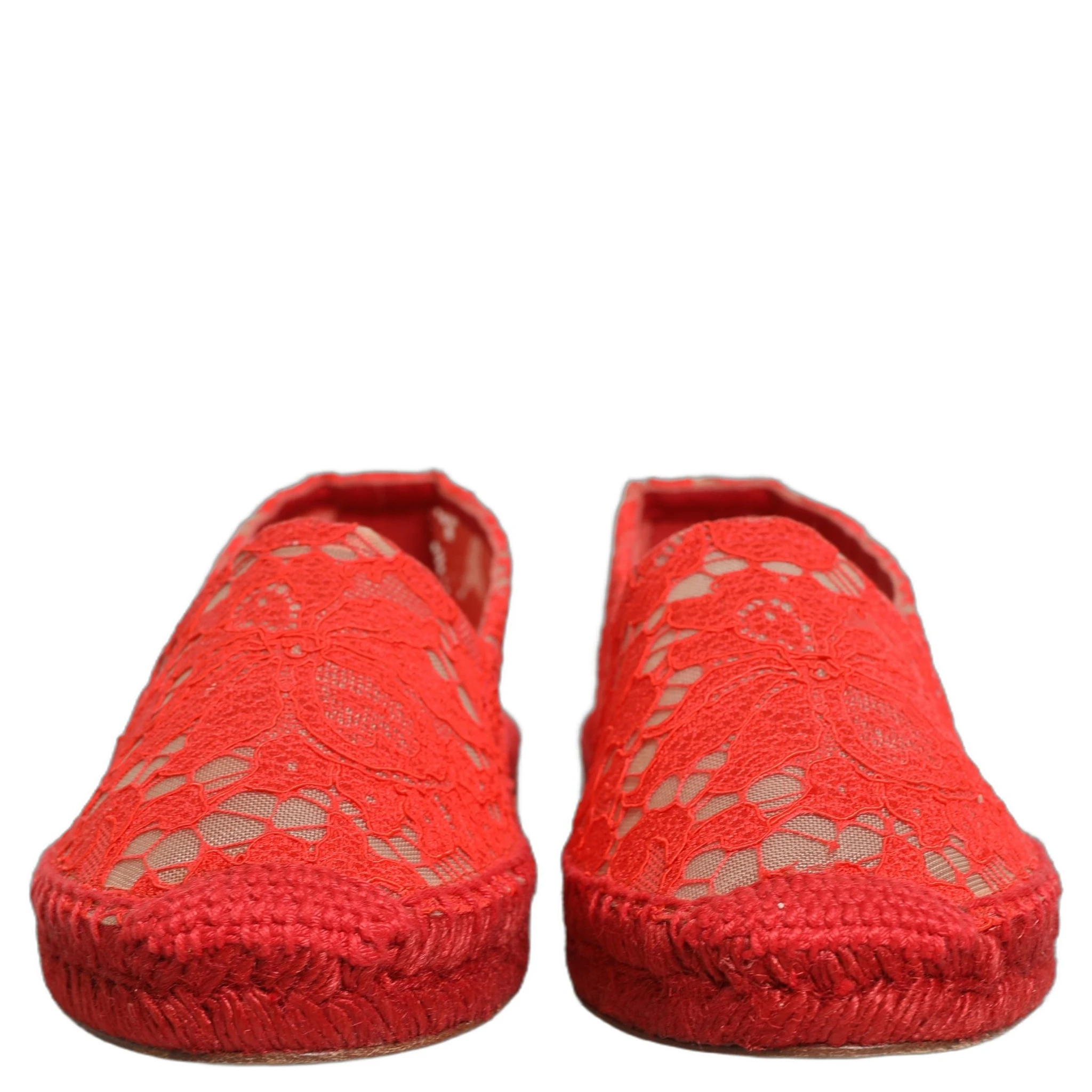 Red Taormina Lace Espadrille Flats Shoes