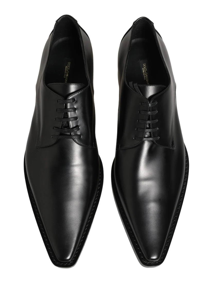 Black Leather Lace Up Derby Dress Shoes
