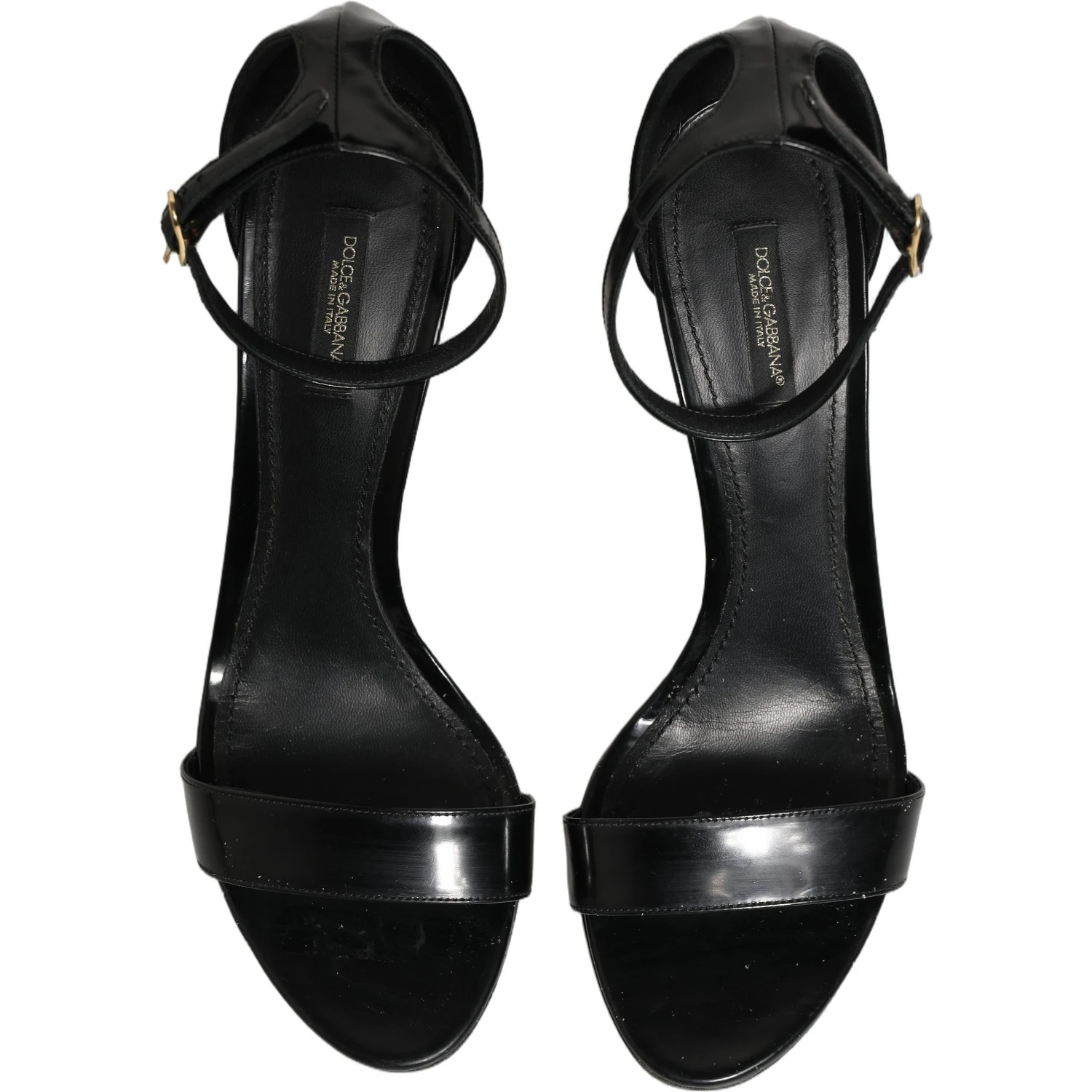 Black Leather Ankle Strap Heels Sandals Shoes