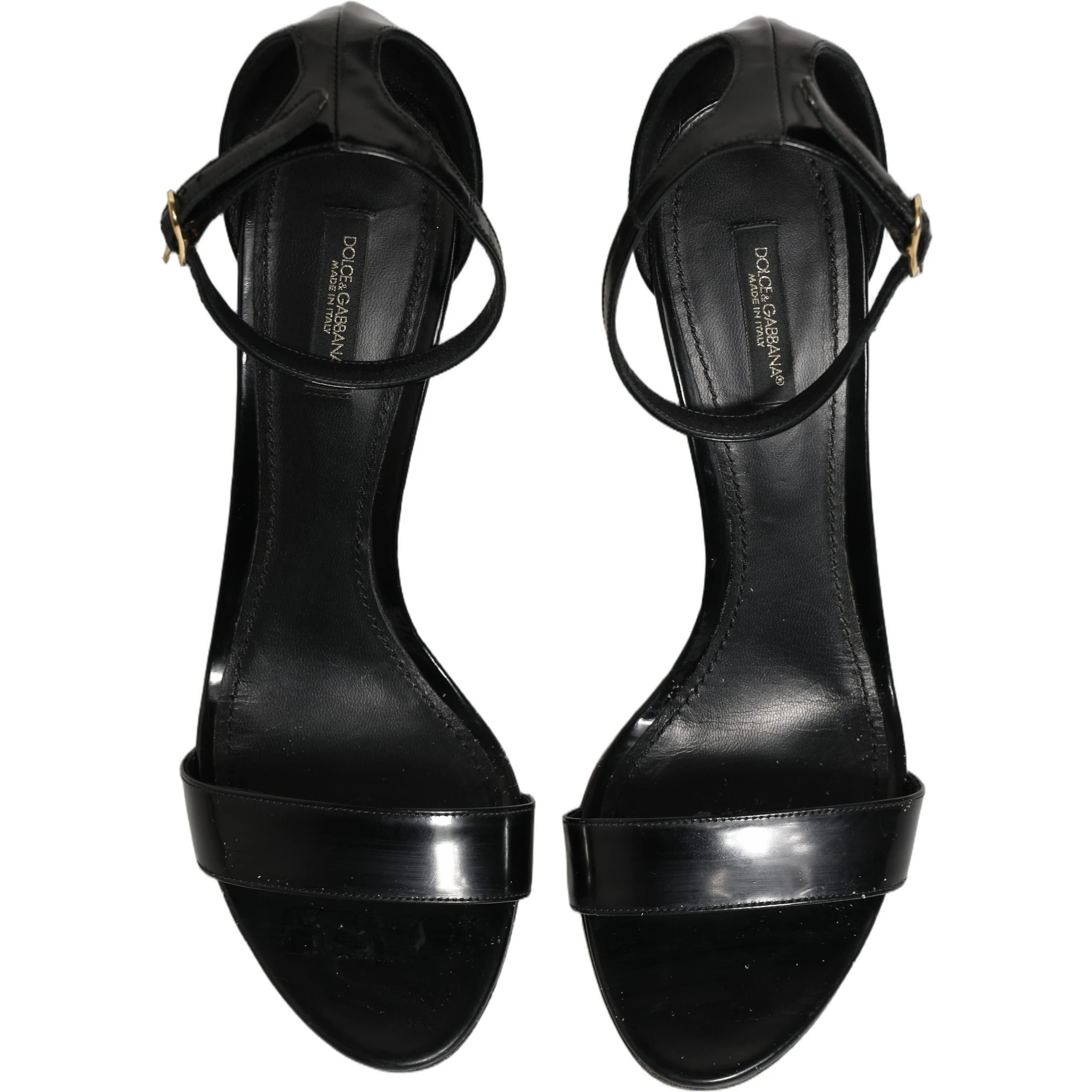 Black Leather Ankle Strap Heels Sandals Shoes