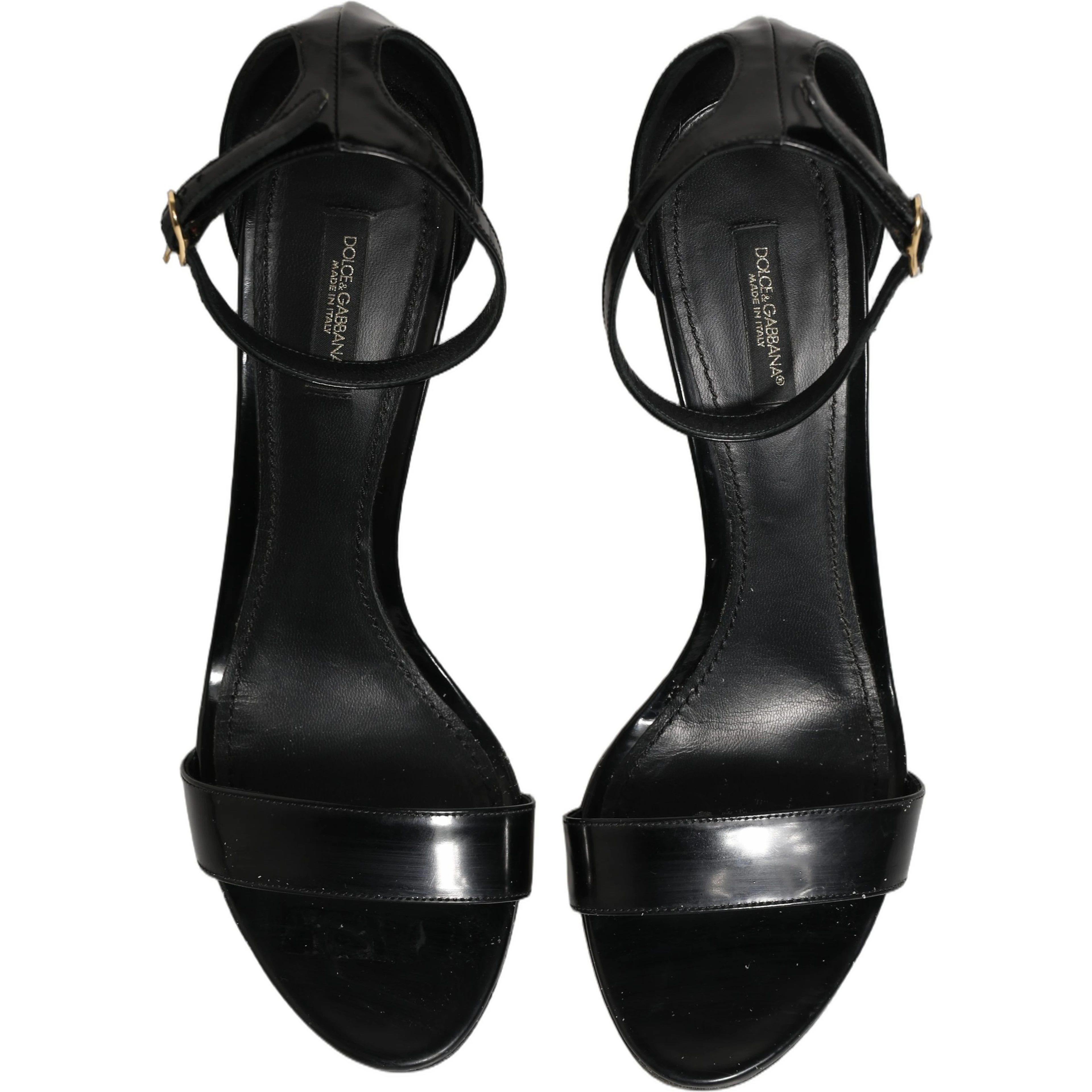 Black Leather Ankle Strap Heels Sandals Shoes