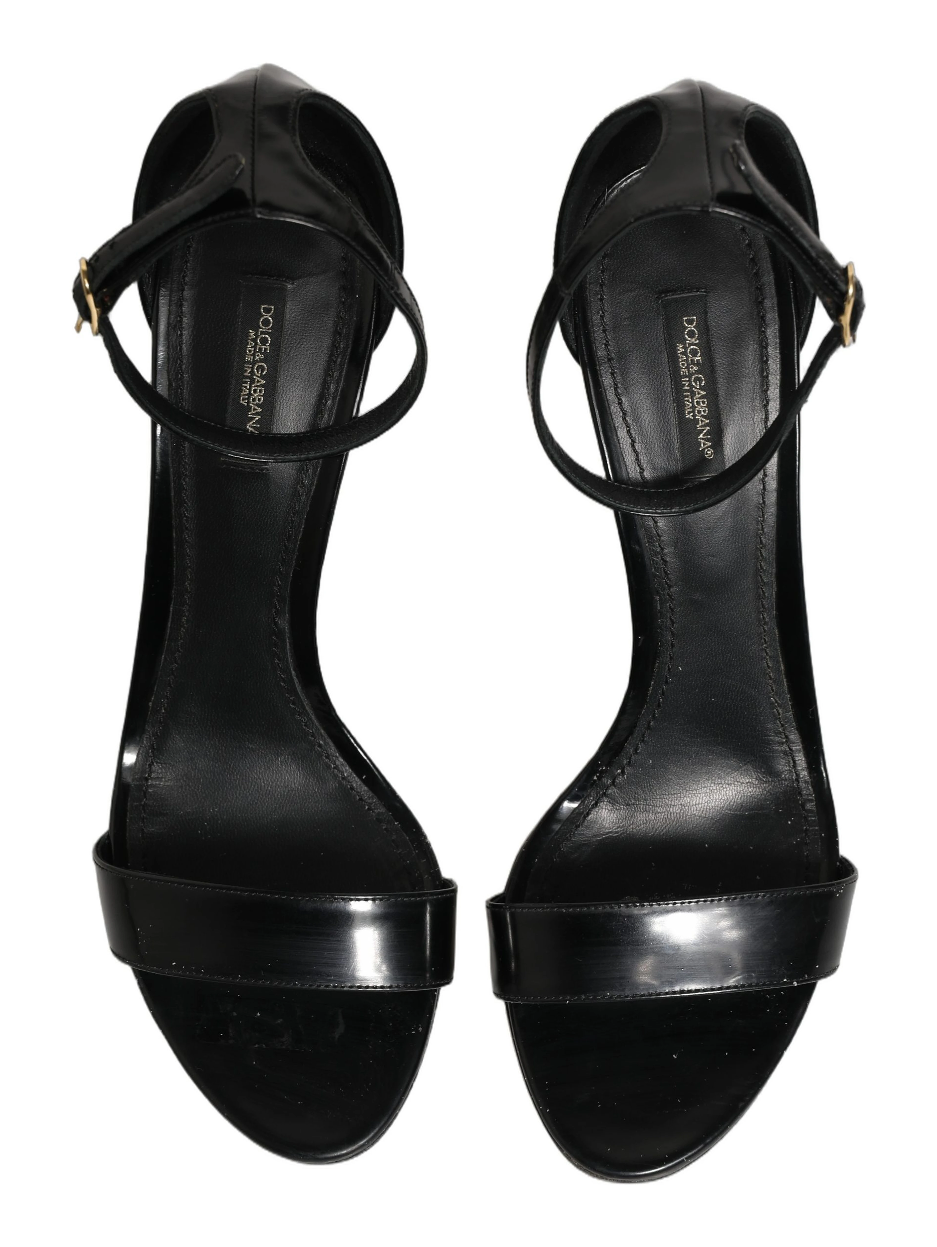 Black Leather Ankle Strap Heels Sandals Shoes