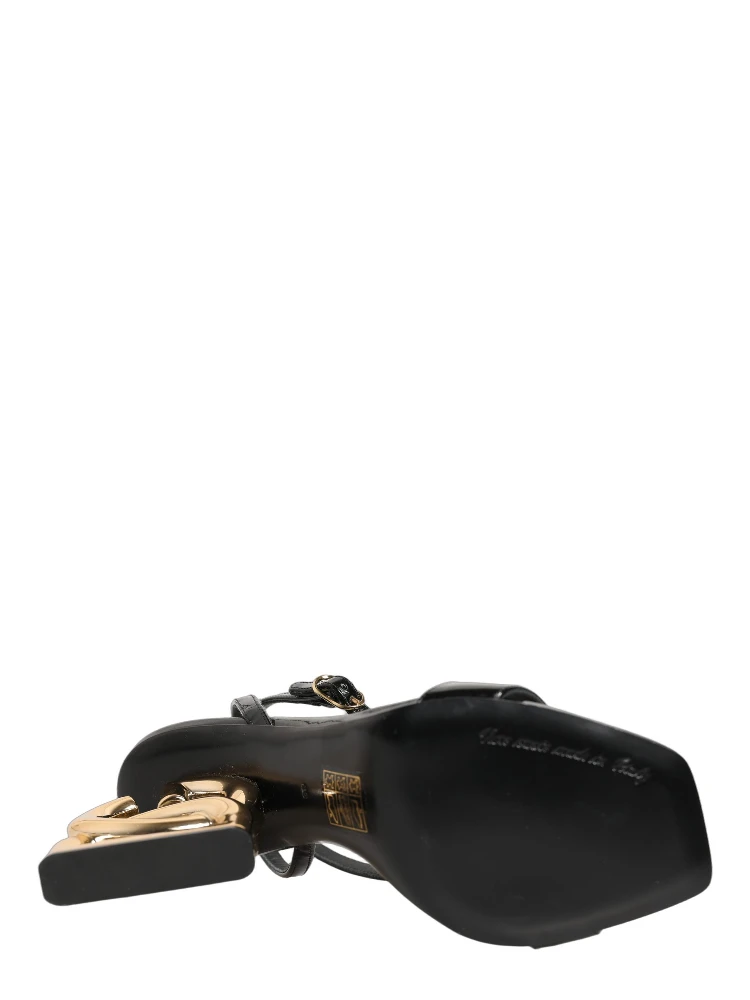 Black Leather Ankle Strap Heels Sandals Shoes alternative
