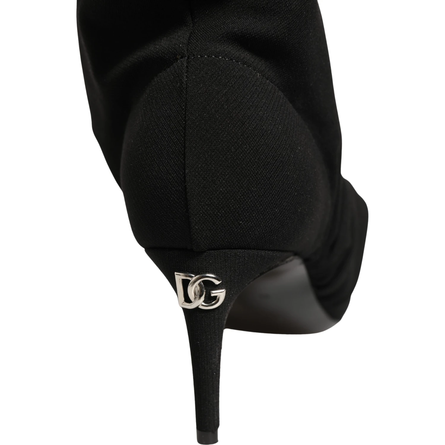 Black Stretch Socks Heels Ankle Boots Shoes