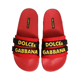 Red Neoprene Slides Flats Beachwear Shoes
