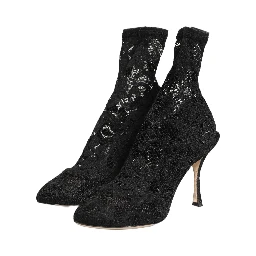 Black Socks Taormina Lace Pumps Boots Shoes