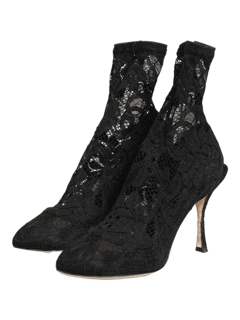 Black Socks Taormina Lace Pumps Boots Shoes