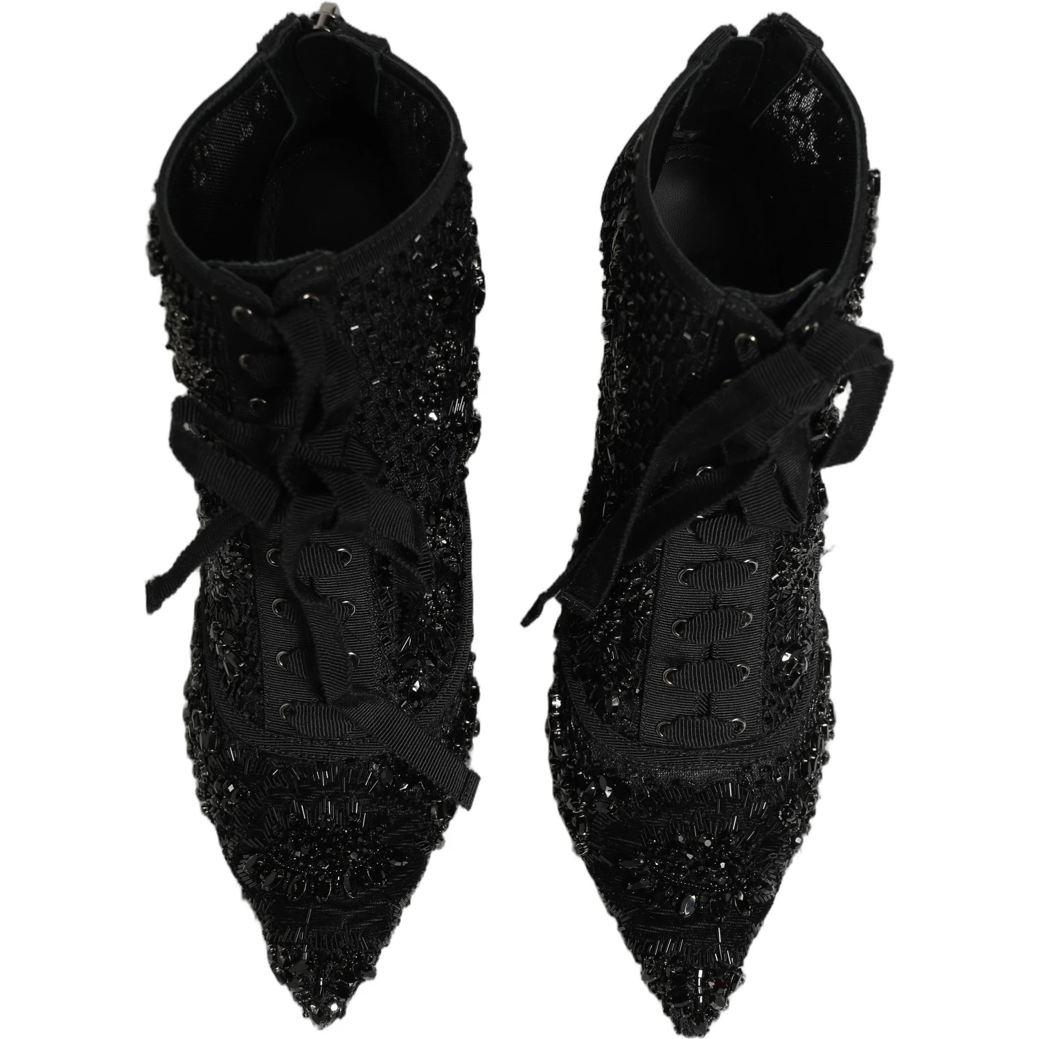Black Embellished Mesh Ankle Boots Shoes