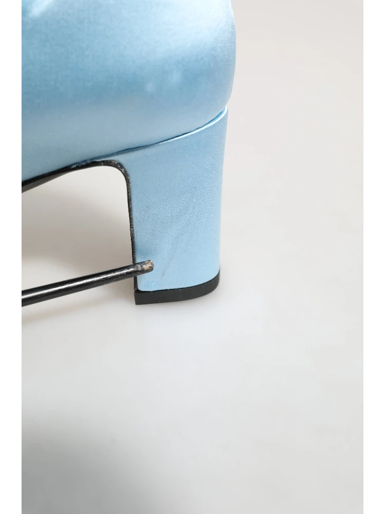 Light Blue Satin Knee High Boots Shoes