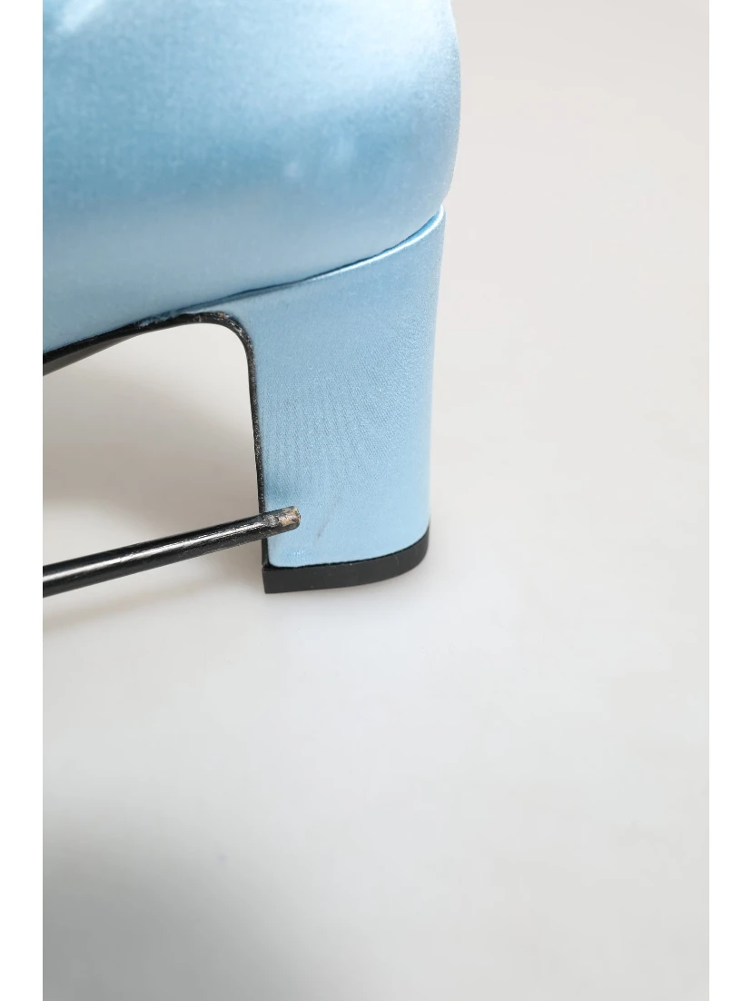 Light Blue Satin Knee High Boots Shoes