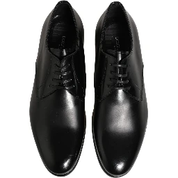 Black Leather Lace Up Derby Dress Shoes