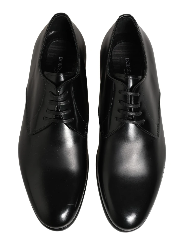 Black Leather Lace Up Derby Dress Shoes