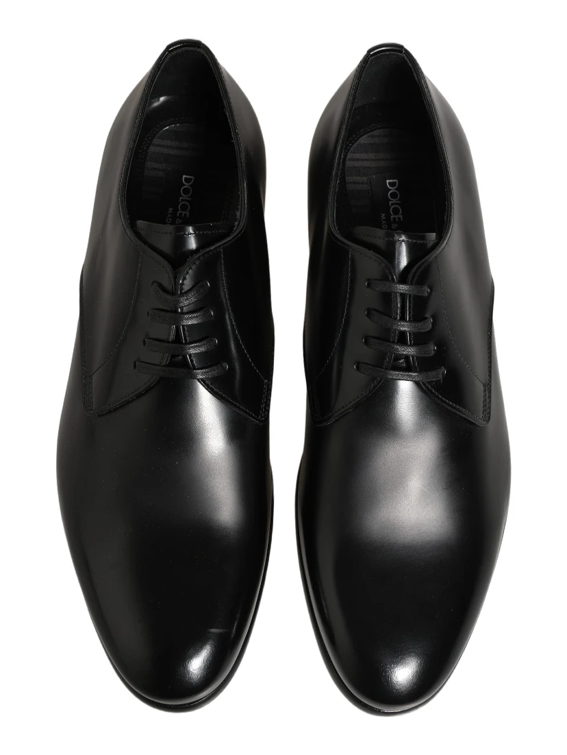 Black Leather Lace Up Derby Dress Shoes