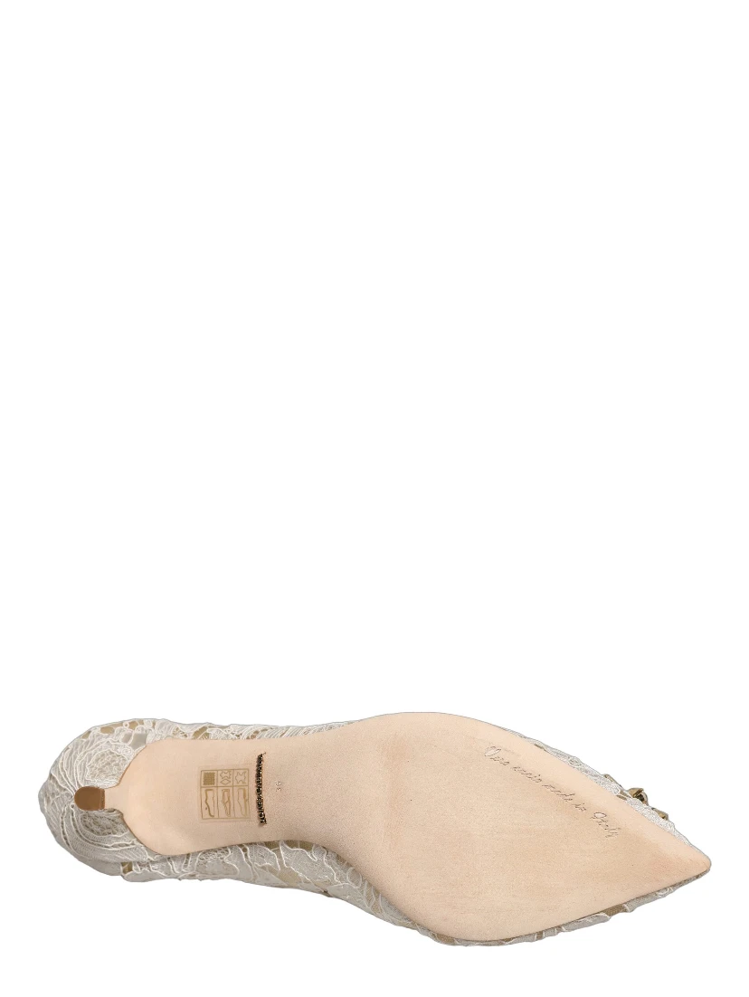 White Taormina Lace Crystal Pumps Shoes