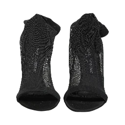 Black Nylon Mesh Sock Style Boots Shoes