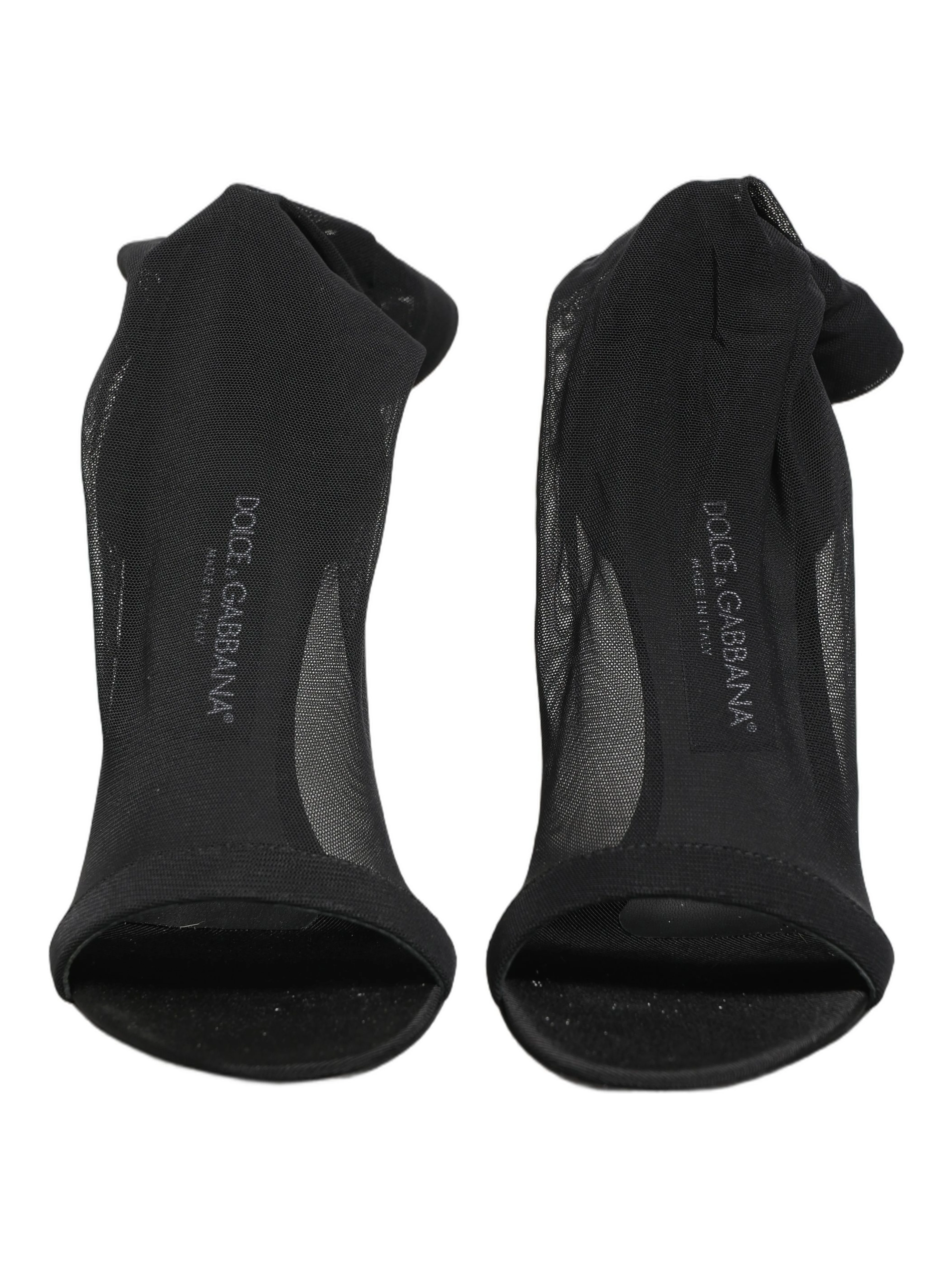 Black Nylon Mesh Sock Style Boots Shoes