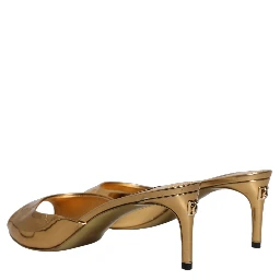 Gold Keira Leather Mules Sandals Shoes