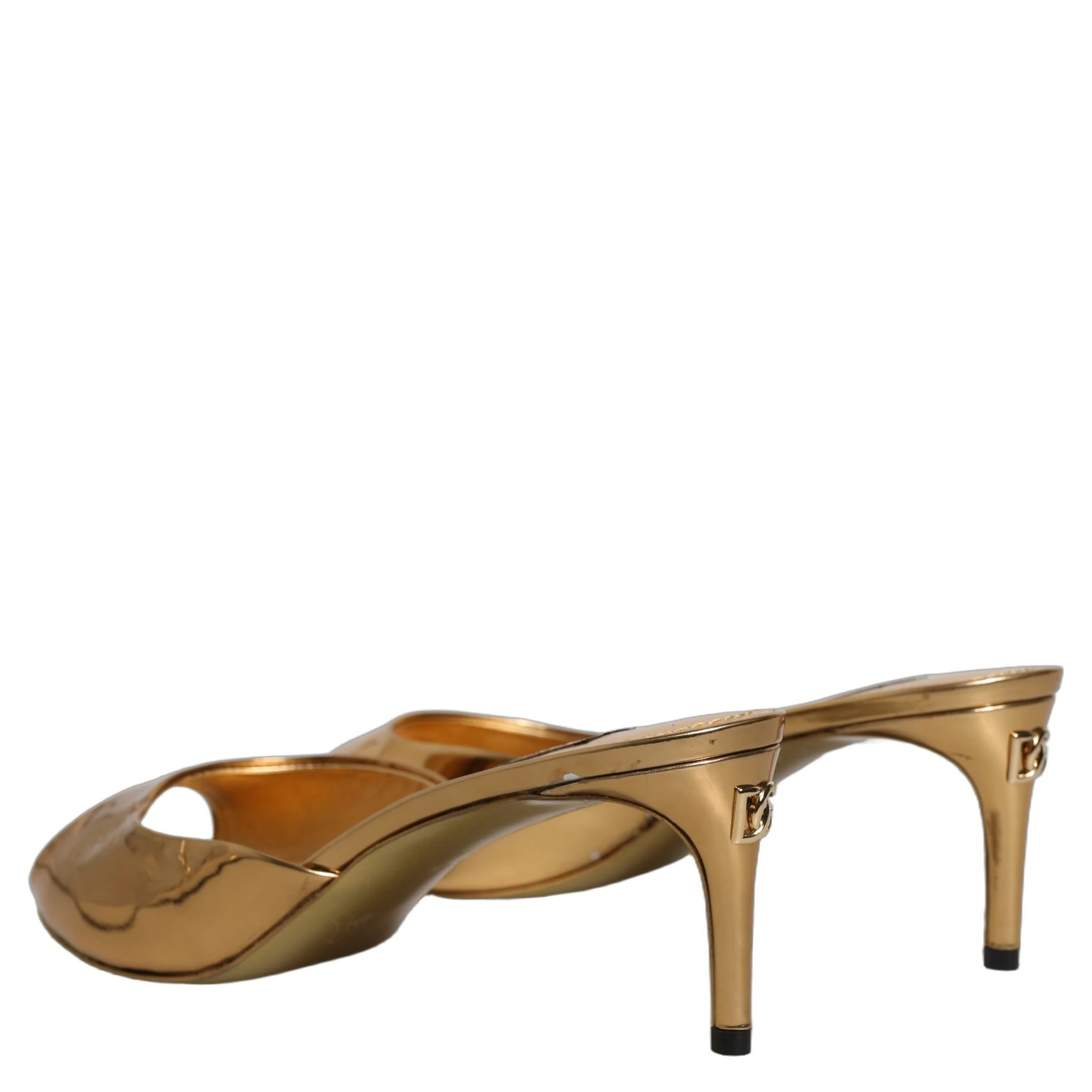 Gold Keira Leather Mules Sandals Shoes