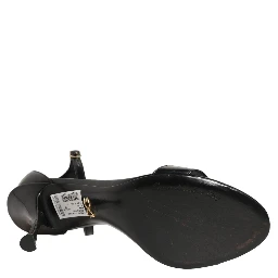 Black Leather Ankle Strap Heels Sandals Shoes