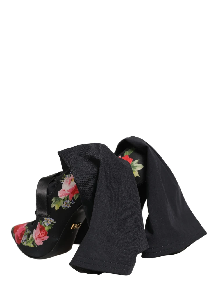 Black Floral Stiletto Mid Calf Boots Shoes alternative