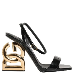 Black Leather Ankle Strap Heels Sandals Shoes