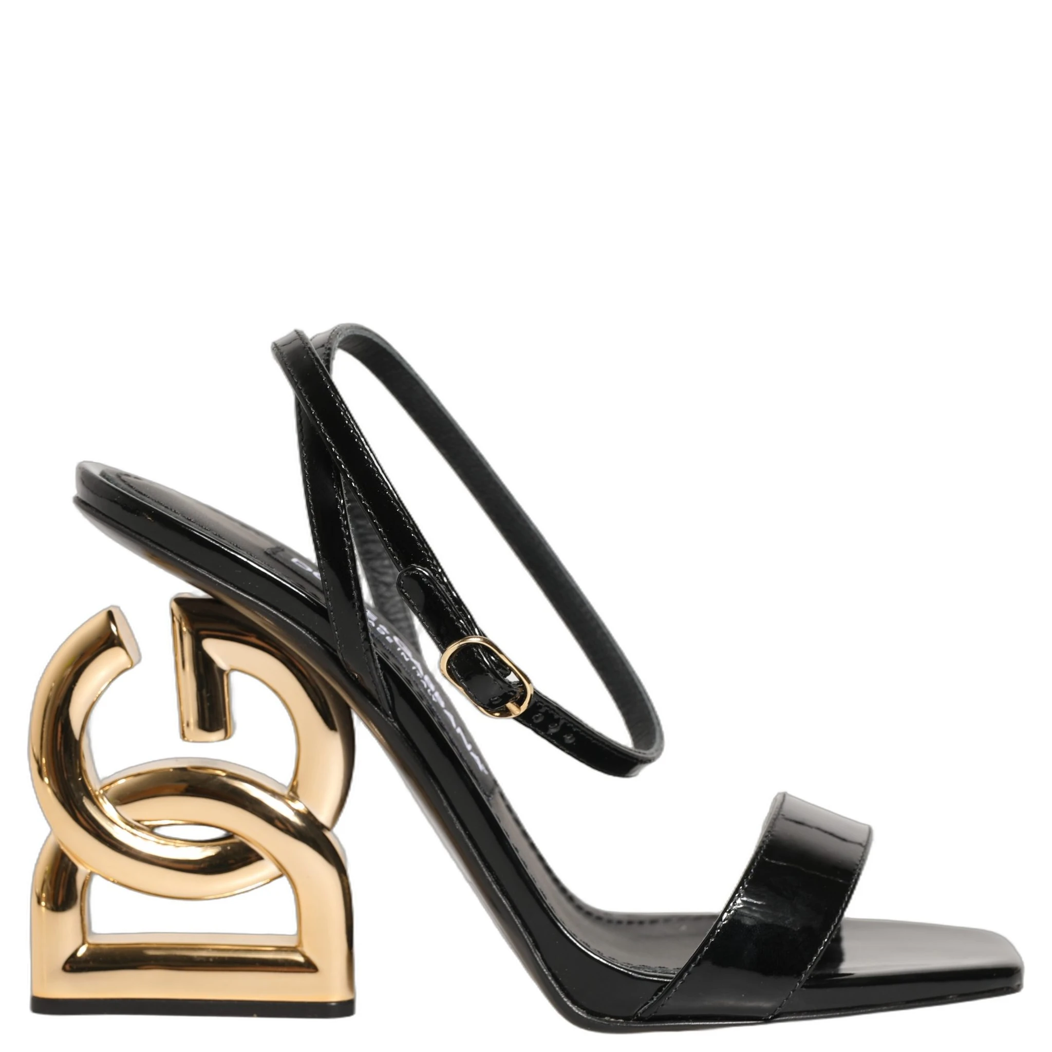 Black Leather Ankle Strap Heels Sandals Shoes