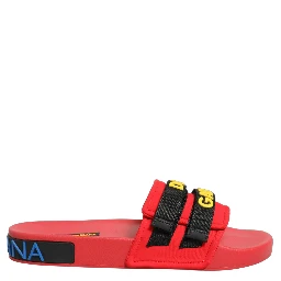 Red Neoprene Slides Flats Beachwear Shoes