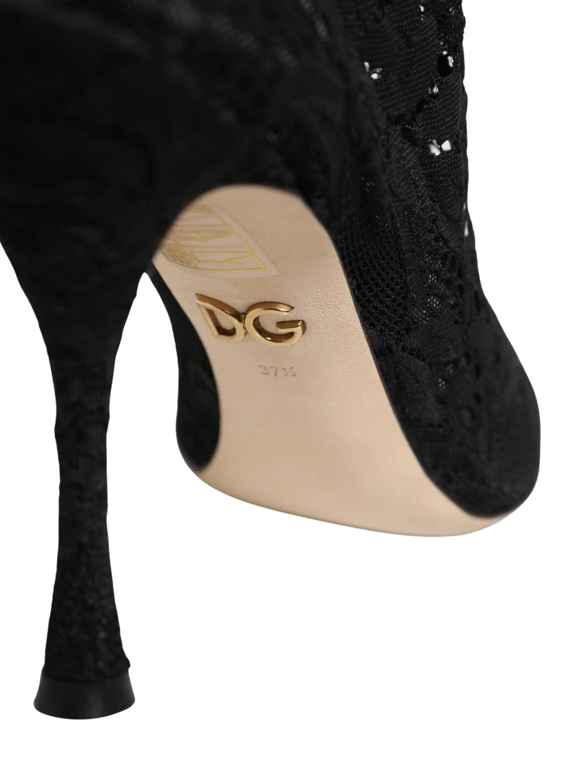 Black Socks Taormina Lace Pumps Boots Shoes