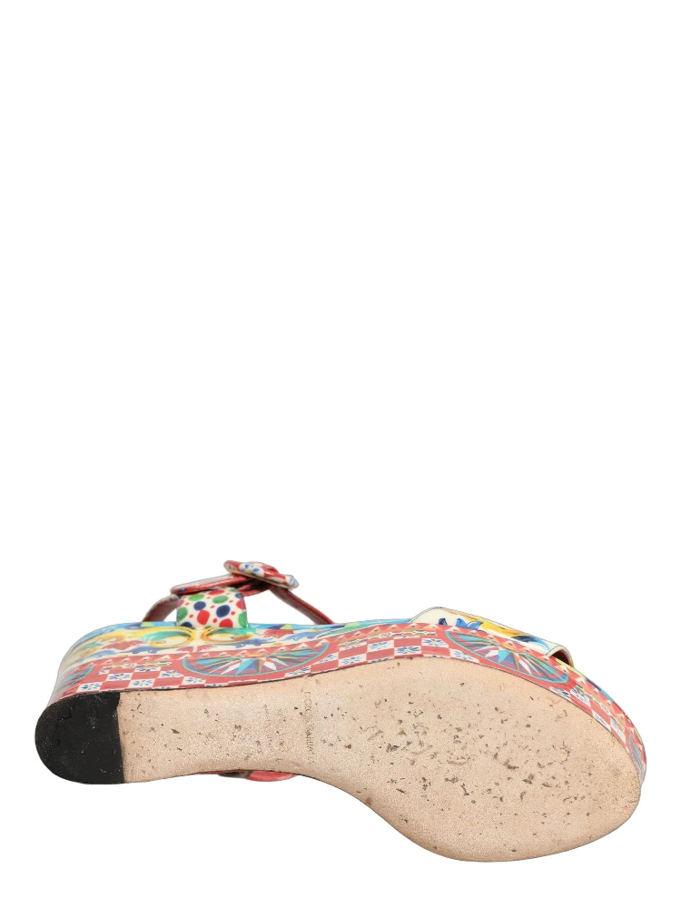 Multicolor Majolica Leather Wedge Sandals Shoes alternative