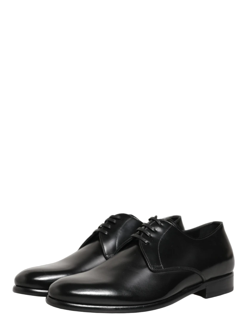 Black Leather Lace Up Derby Dress Shoes
