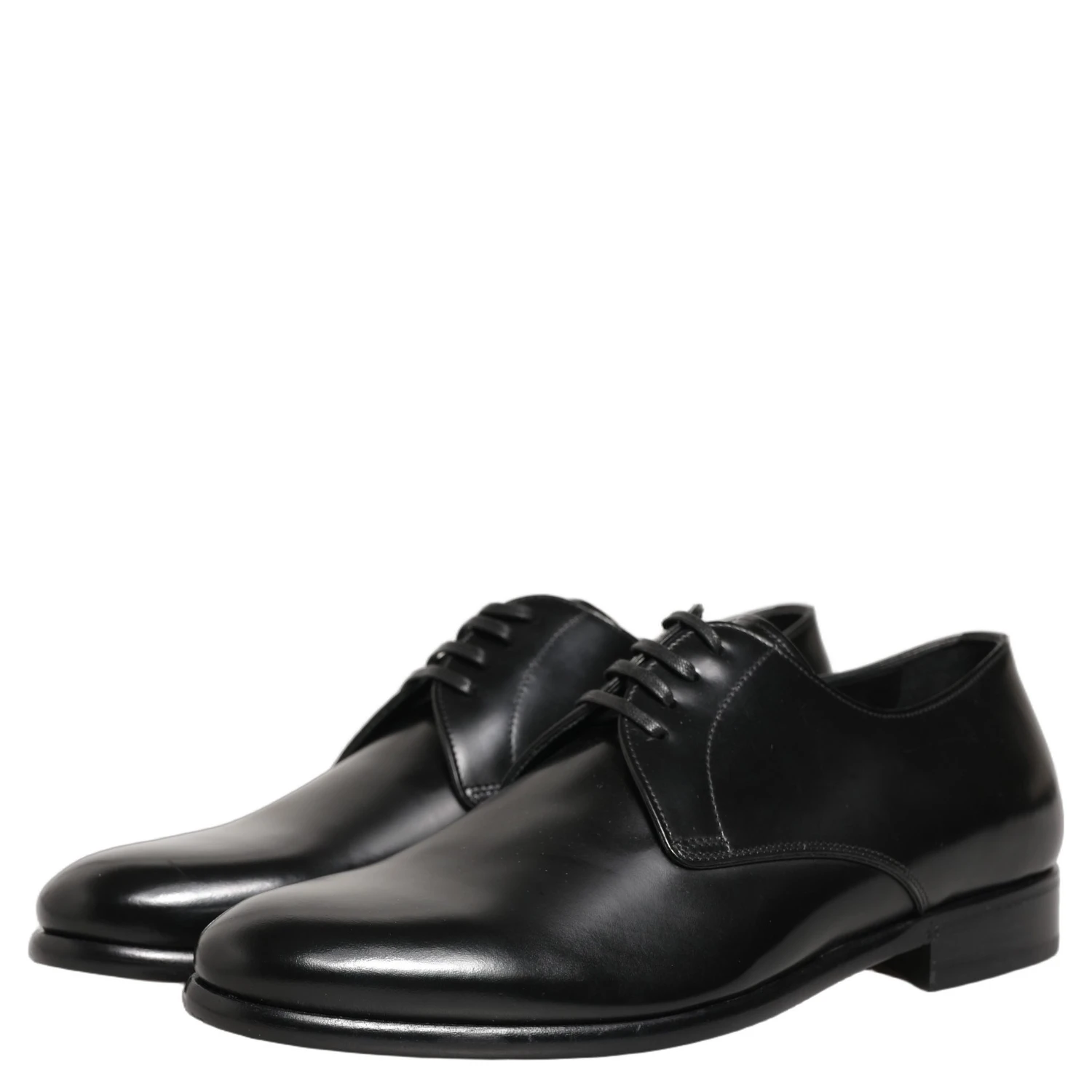 Black Leather Lace Up Derby Dress Shoes